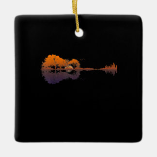 Guitar Lake Shadow Love Guitar Gift Music Lovers Ceramic Ornament