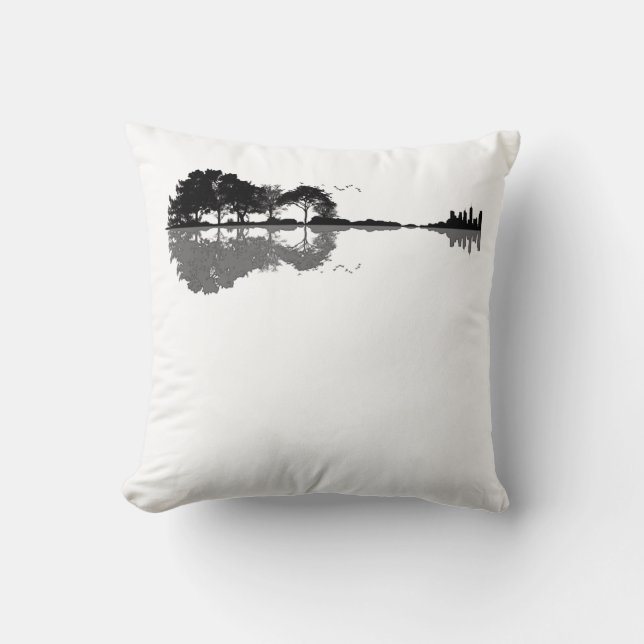 Guitar Lake Shadow Love Guitar Gift Music Lovers Cushion (Front)