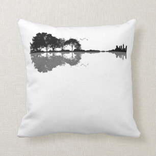 Guitar Lake Shadow Love Guitar Gift Music Lovers Cushion