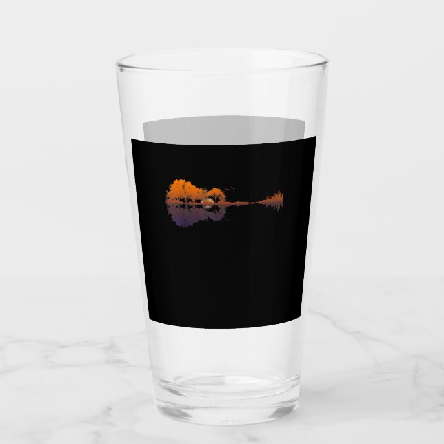 Guitar Lake Shadow Love Guitar Gift Music Lovers Glass (Front)