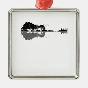 Guitar Lake Shadow Love Guitar Gift Music Lovers Metal Tree Decoration