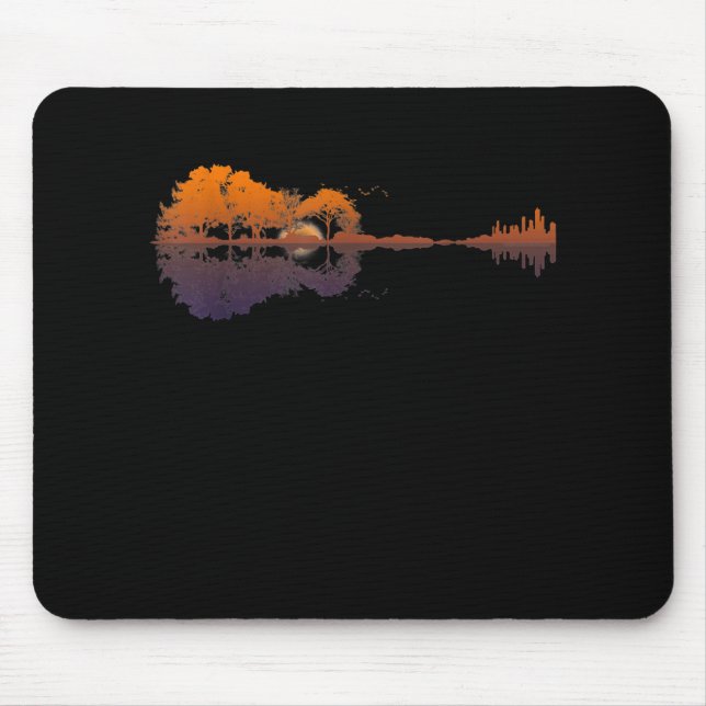 Guitar Lake Shadow Love Guitar Gift Music Lovers Mouse Mat (Front)