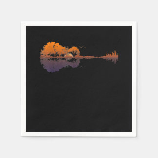 Guitar Lake Shadow Love Guitar Gift Music Lovers Napkin