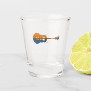 Guitar Lake Shadow Love Guitar Gift Music Lovers Shot Glass