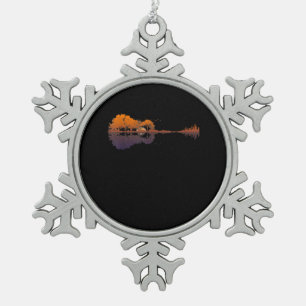 Guitar Lake Shadow Love Guitar Gift Music Lovers Snowflake Pewter Christmas Ornament