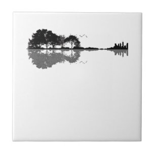 Guitar Lake Shadow Love Guitar Gift Music Lovers Tile