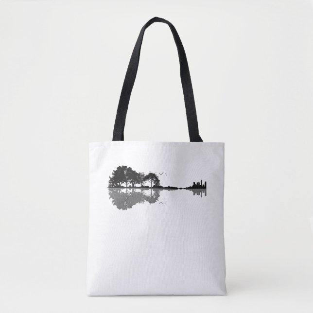 Guitar Lake Shadow Love Guitar Gift Music Lovers Tote Bag (Front)