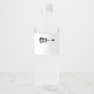 Guitar Lake Shadow Love Guitar Gift Music Lovers Water Bottle Label