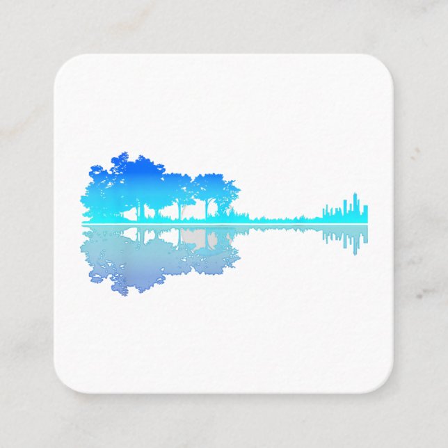 Guitar Lake Shadow Love Guitar Musician Square Business Card (Front)