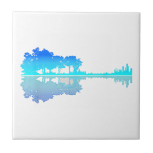 Guitar Lake Shadow Love Guitar Musician Tile