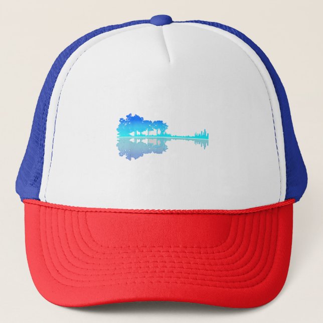 Guitar Lake Shadow Love Guitar Musician Trucker Hat (Front)