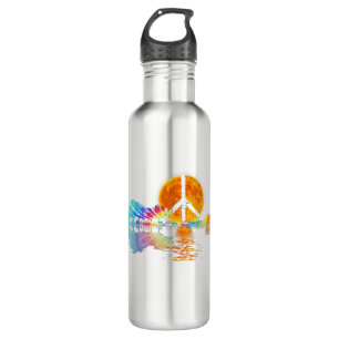 Guitar Lake Shadow Peace Love Guitar Hippie 710 Ml Water Bottle