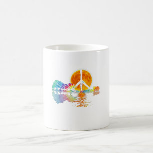 Guitar Lake Shadow Peace Love Guitar Hippie Coffee Mug