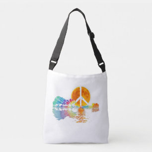 Guitar Lake Shadow Peace Love Guitar Hippie Crossbody Bag