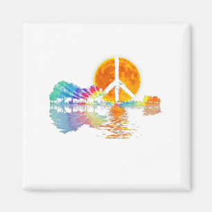 Guitar Lake Shadow Peace Love Guitar Hippie Magnet