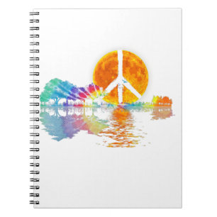 Guitar Lake Shadow Peace Love Guitar Hippie Notebook