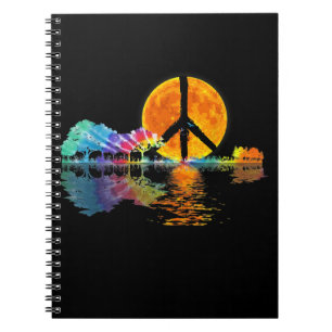 Guitar Lake Shadow Peace Love Guitar Hippie Notebook