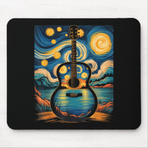 Guitar Lake Starry Night Music Guitarist Van Gogh  Mouse Mat