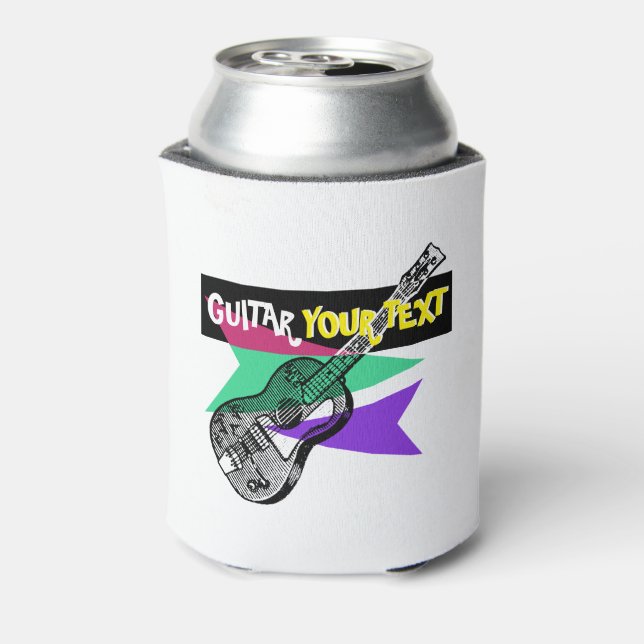 Guitar Legend Retro Illustration Customisable Can Can Cooler (Can Back)