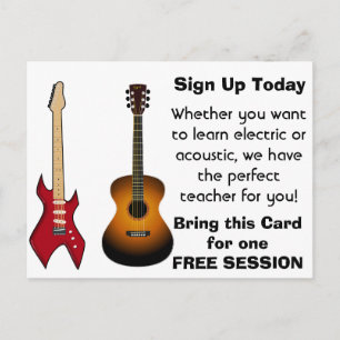 Guitar Lesson Advertising Postcards