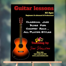 Guitar lessons Acrylic Sign Modern Black