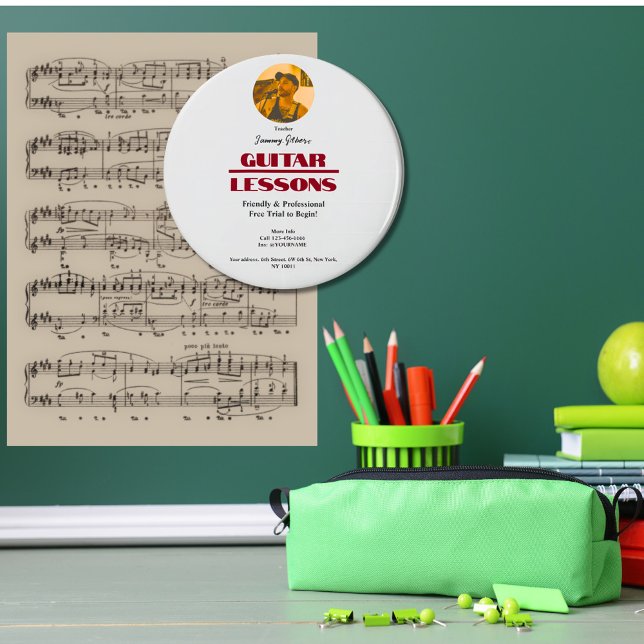 Guitar Lessons Advertising circle Magent  Magnet (Creator Uploaded)