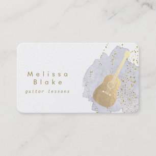 guitar lessons blue watercolor business card