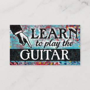 Guitar Lessons Business Cards - Blue Red