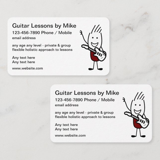 Guitar Lessons Cool Double Side Business Cards (Front/Back)