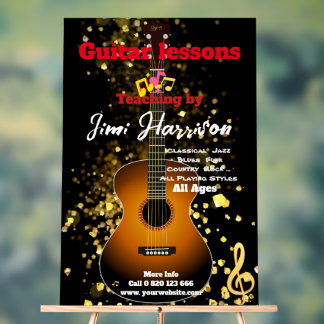 Guitar lessons Customised Acrylic Sign Big Size