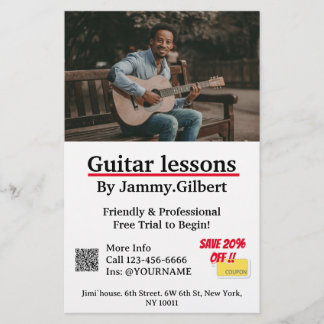 Guitar Lessons Flyer Double-sided printing