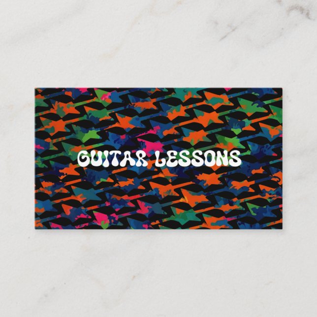 Guitar Lessons Instructor Guitarist Music Teacher  Business Card (Front)