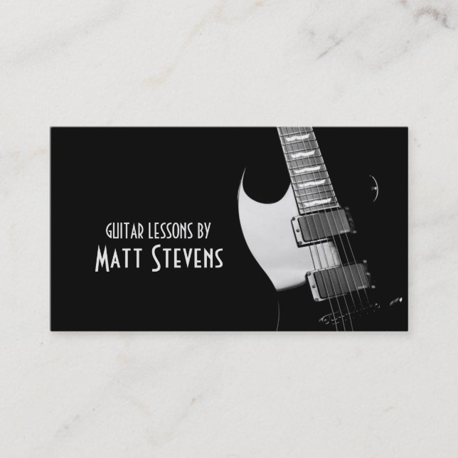 Guitar Lessons Music Instructor Business Card (Front)