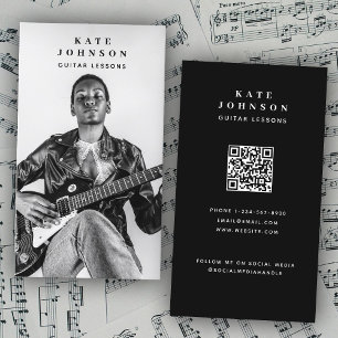 Guitar Lessons Musician Photo Social Media QR Code Business Card