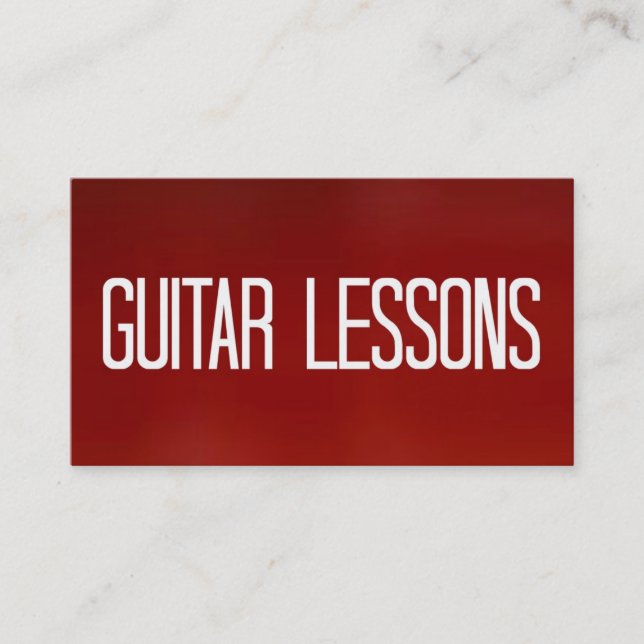 Guitar Lessons Red Business Card (Front)