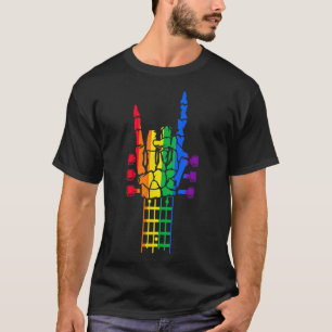 Guitar LGBT Rainbow Pride Skeleton Hand Guitarist T-Shirt
