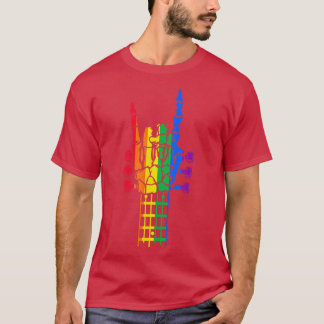 Guitar LGBT Rainbow Pride Skeleton Hand Guitarist  T-Shirt