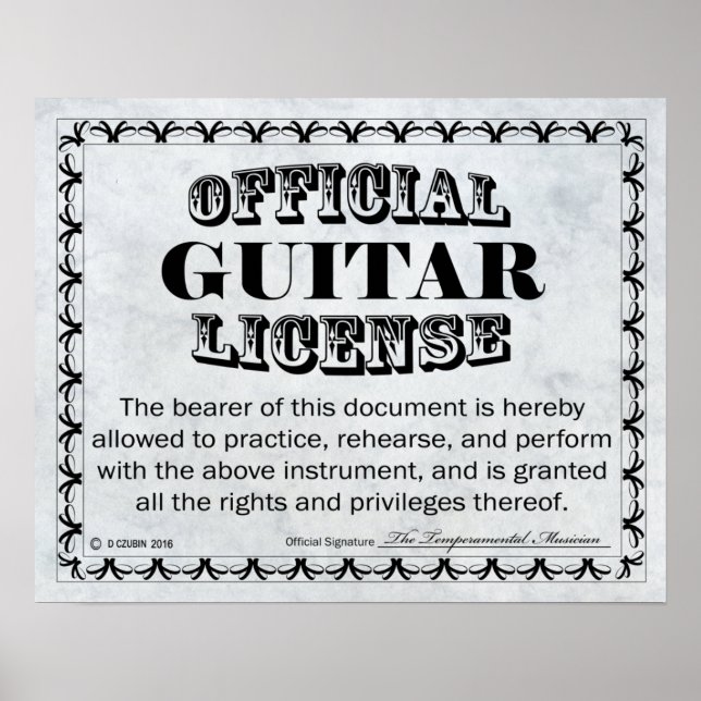 Guitar License Poster (Front)