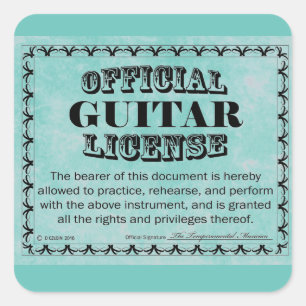 Guitar License Square Sticker
