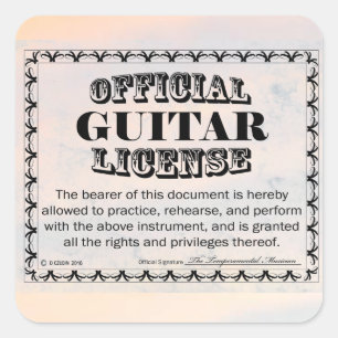 Guitar License Square Sticker