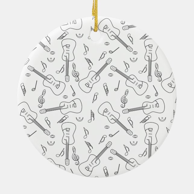 Guitar Lines Music Notes Ceramic Tree Decoration (Back)