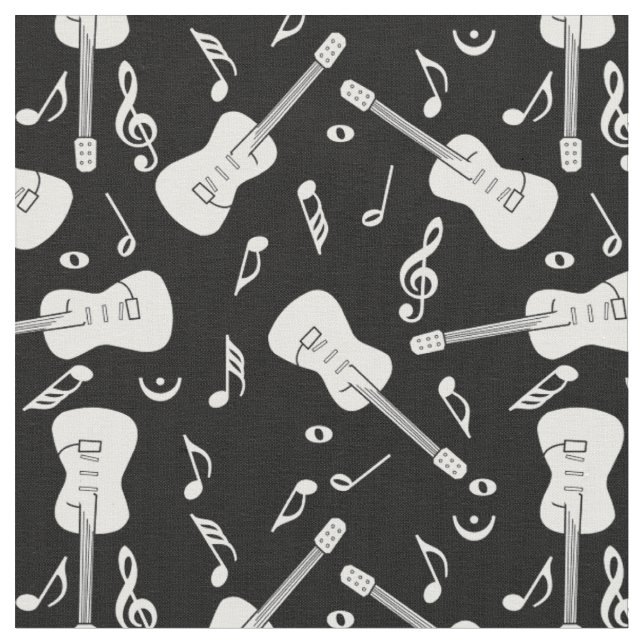 Guitar Lines Music Notes  Fabric (Close Up)