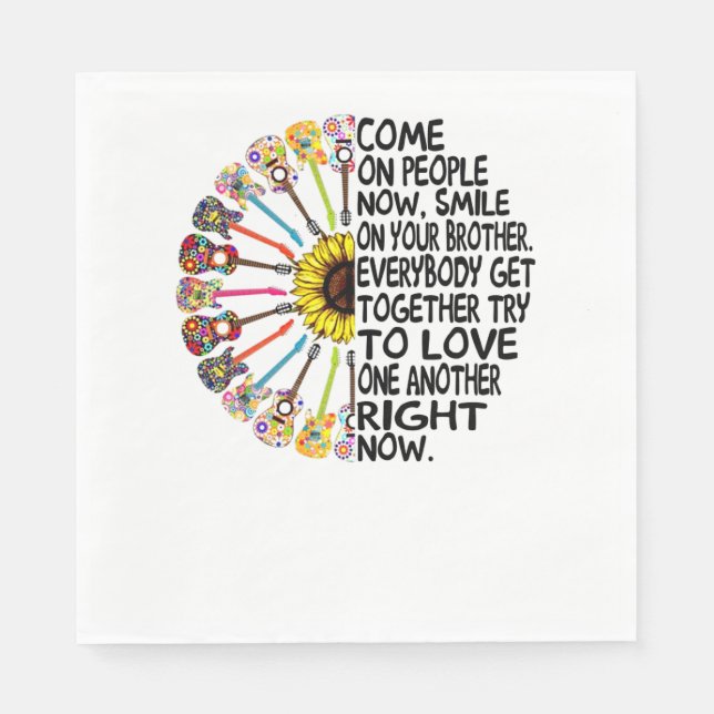 Guitar Lover | Acoustic Floral Guitar Gift Napkin (Front)