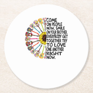 Guitar Lover   Acoustic Floral Guitar Gift Round Paper Coaster