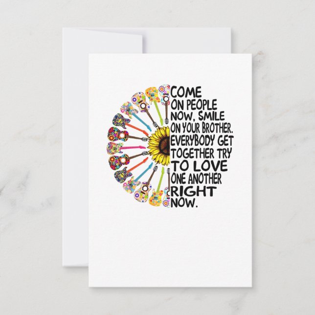 Guitar Lover | Acoustic Floral Guitar Gift Thank You Card (Front)