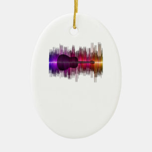 Guitar Lover Acoustic Guitar Heartbeat Gift Ceramic Tree Decoration