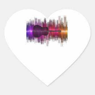 Guitar Lover Acoustic Guitar Heartbeat Gift Heart Sticker