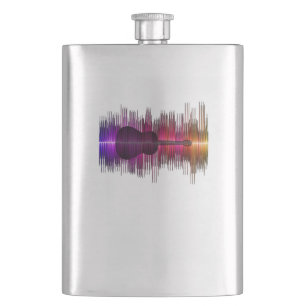 Guitar Lover Acoustic Guitar Heartbeat Gift Hip Flask