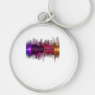 Guitar Lover Acoustic Guitar Heartbeat Gift Key Ring