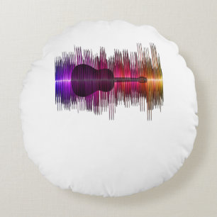 Guitar Lover Acoustic Guitar Heartbeat Gift Round Cushion